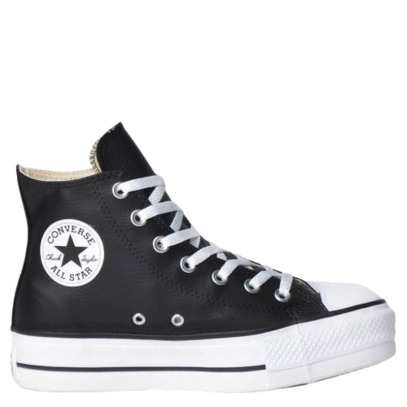 TÊNIS CHUCK TAYLOR PLATFORM LIFT COURO ALL STAR - PRETO E BRANCO - A Sua  Loja de Artigos Esportivos